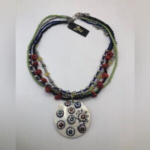 Zevar Beaded Necklace Shell Pendant NEW